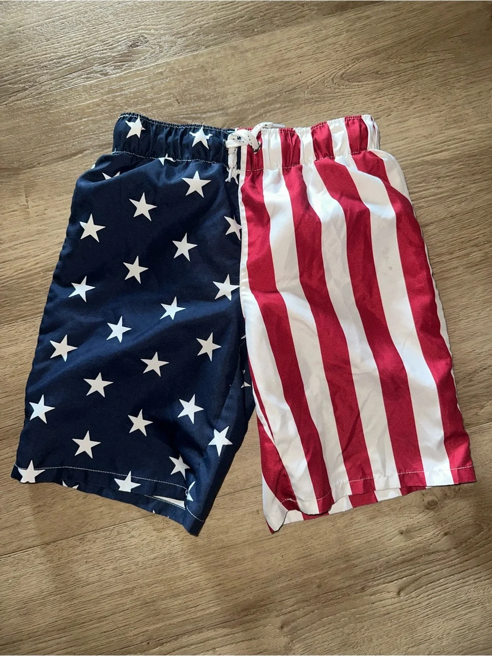 Kids Patriotic Stars & Stripes Swim/Board Shorts - Red, White & Blue